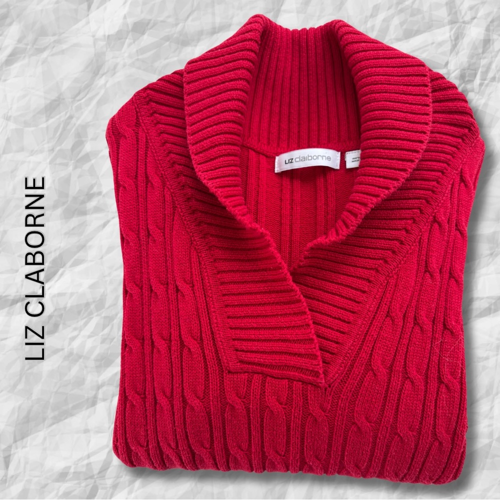 {Liz Claiborne} COTTON Shawl Neck Sweater